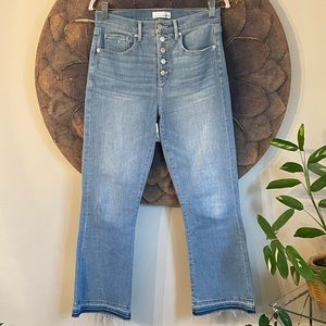 Loft The Kick Crop Raw Hem Jeans